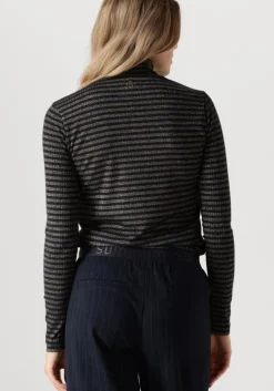 blauwe summum tops & t-shirts turtle neck top lurex rib stripe