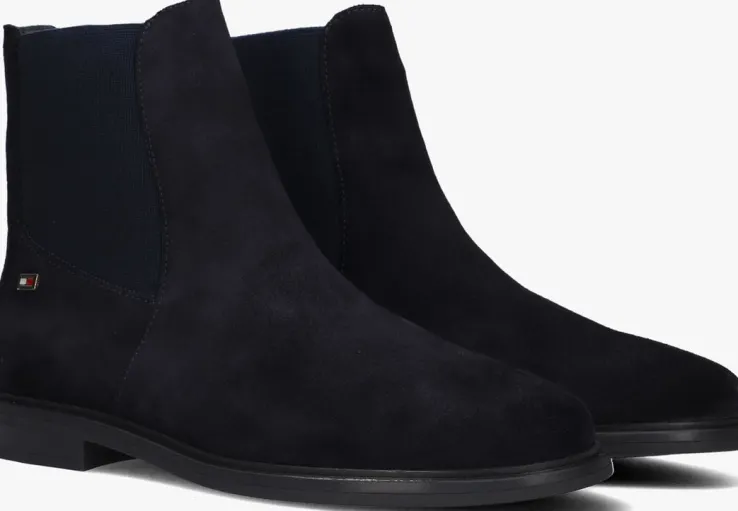 blauwe tommy hilfiger chelsea boots flag low chelsea
