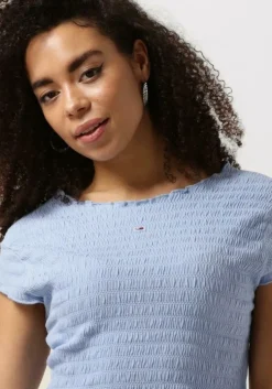 blauwe tommy jeans top tjw slim smock tee