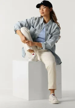 blauwe tommy jeans top tjw slim smock tee