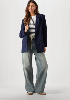 blauwe tommy jeans tops & t-shirts tjw slim button rib c-neck ls ext