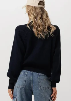 blauwe tommy jeans trui tjw badge mockneck sweater