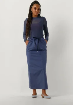 blauwe vanilia midirok tube with drawcord