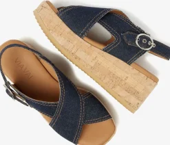 blauwe via vai sandalen met hak sissel capri