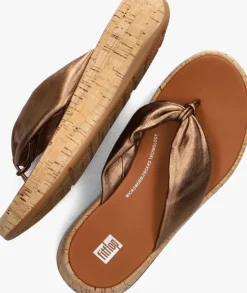 FITFLOP bronzen teenslippers f-mode leather><noscript><img width=