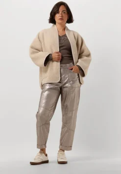 bronzen summum pantalon loose tapered pants foil coated twill