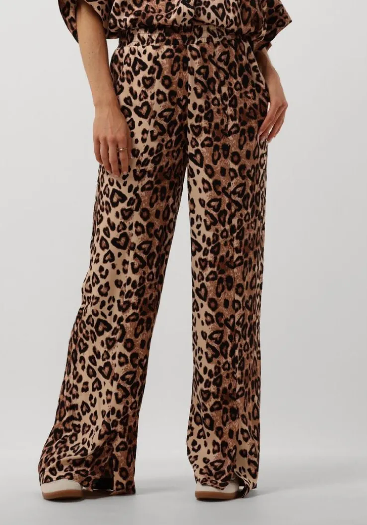 bruine alix the label broeken ladies woven twill leopard pants