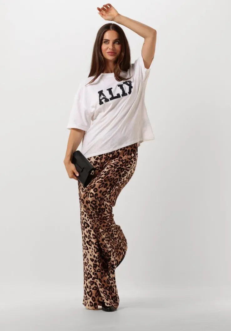 bruine alix the label broeken ladies woven twill leopard pants