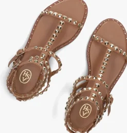 bruine ash platte sandalen play