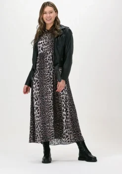 bruine catwalk junkie midi jurk dr wild leopard