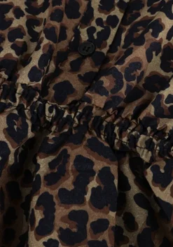 bruine colourful rebel mini jurk sacha leopard shirt dress ls