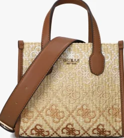 bruine guess schoudertas silvana 2 comp mini tote