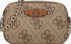 bruine guess schoudertas izzy camera bag