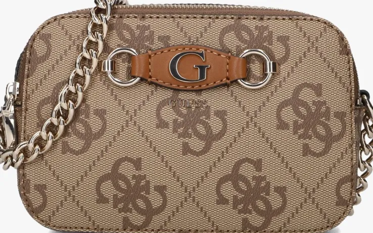 bruine guess schoudertas izzy camera bag