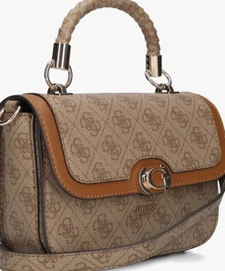 bruine guess schoudertas orlina logo top handle flap