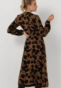 bruine modström midi jurk allison print dress