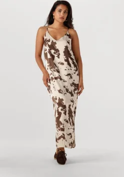 bruine neo noir maxi jurk kamran cow print dress