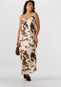 bruine neo noir maxi jurk kamran cow print dress
