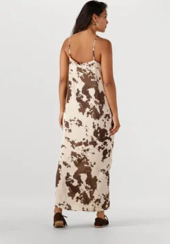bruine neo noir maxi jurk kamran cow print dress