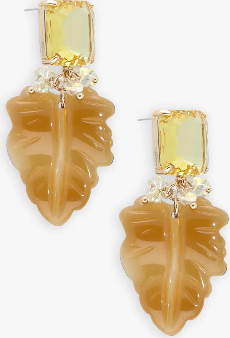 NOTRE-V e oorbellen earring leaf brown>DAMES Sieraden