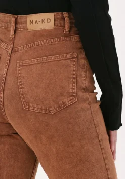 bruine rianne meijer x na-kd straight leg jeans high waist raw edge denim