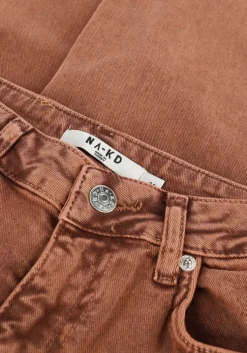 bruine rianne meijer x na-kd straight leg jeans high waist raw edge denim