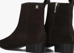 bruine tommy hilfiger enkellaarsjes low cowboy flat