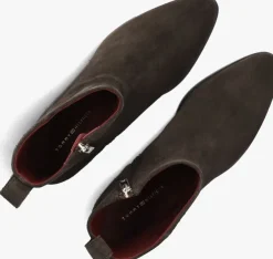 bruine tommy hilfiger enkellaarsjes low cowboy flat