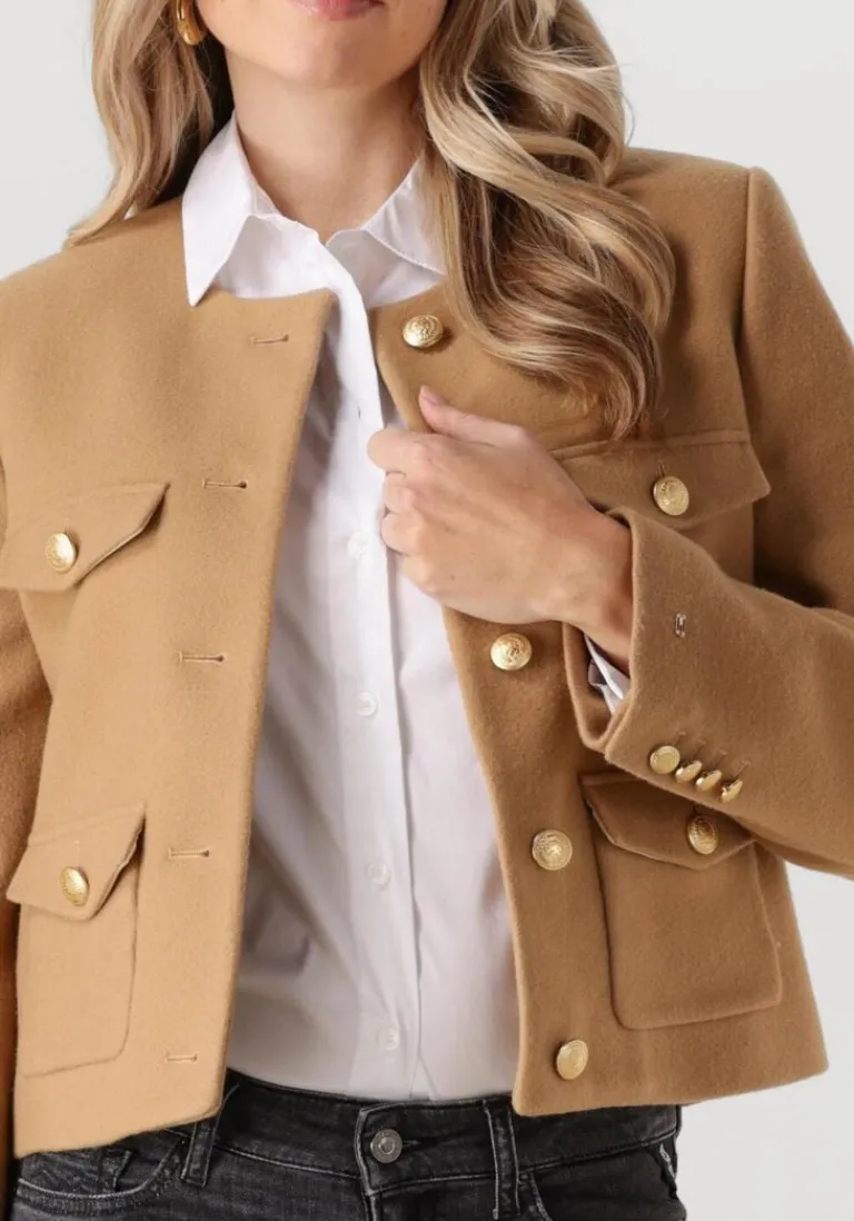 TOMMY HILFIGER e jack crop wool gold button jacket>DAMES Jassen