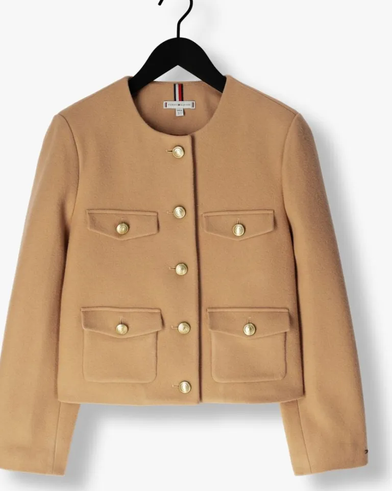 TOMMY HILFIGER e jack crop wool gold button jacket>DAMES Jassen