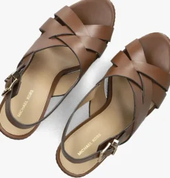 cognac michael kors sandalen met hak nora wedge