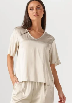 creme mos mosh blouses mmevie v-neck satin blouse