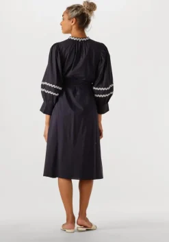 donkerblauwe antik batik midi jurk dali dress