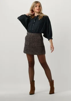 donkerblauwe by-bar minirok lottie tweed skirt