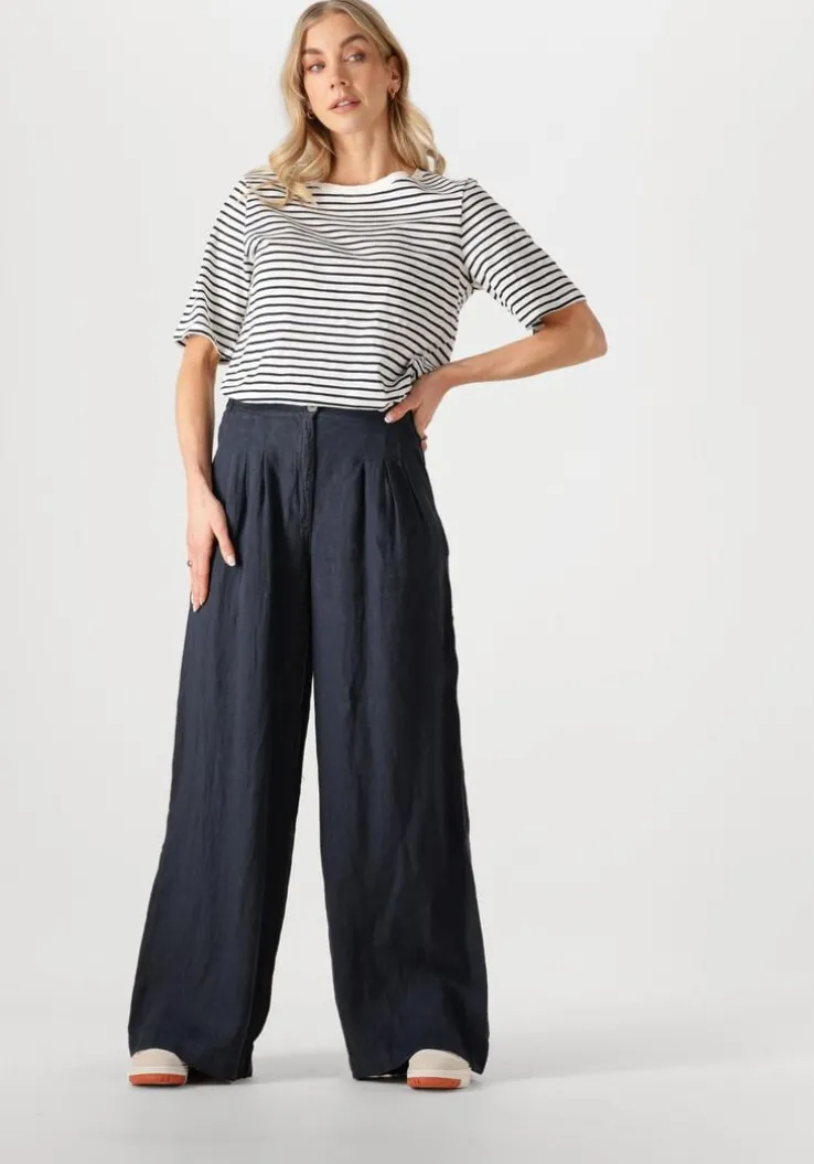 donkerblauwe by-bar pantalon eli linnen pant