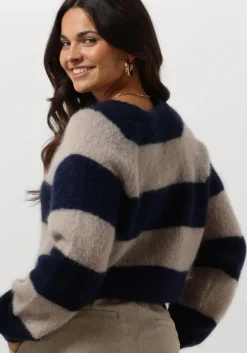 donkerblauwe by-bar trui sian stripe pullover