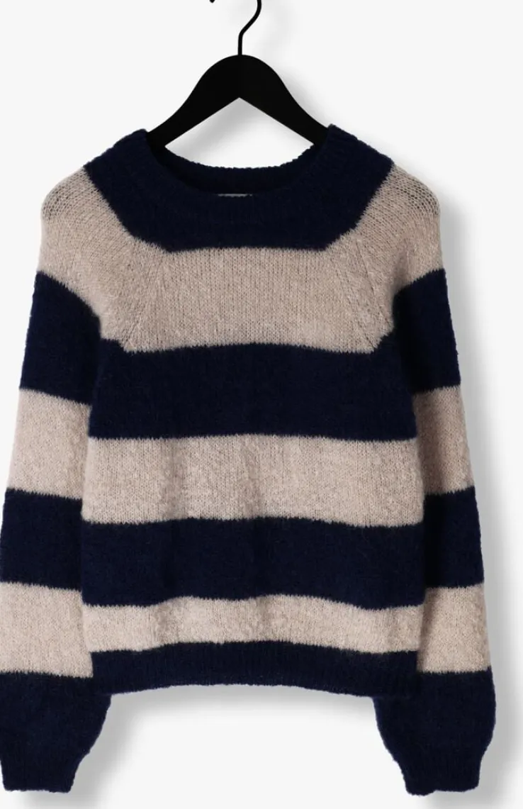 donkerblauwe by-bar trui sian stripe pullover