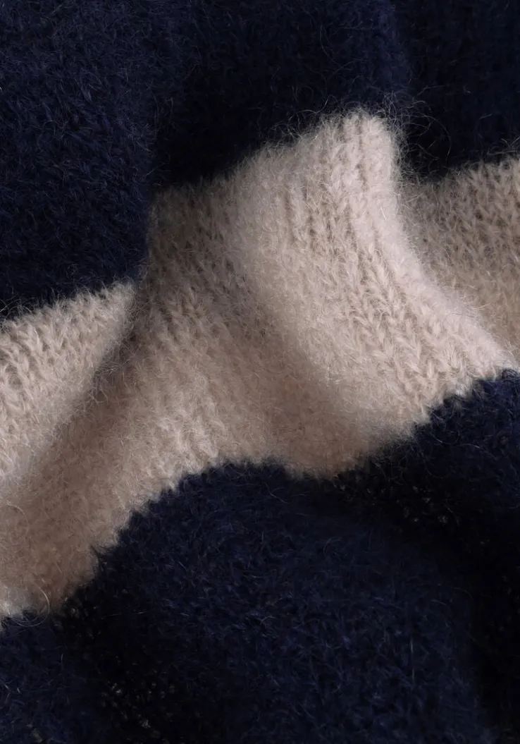 donkerblauwe by-bar trui sian stripe pullover