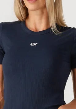 donkerblauwe calvin klein t-shirt a-modal rib tee