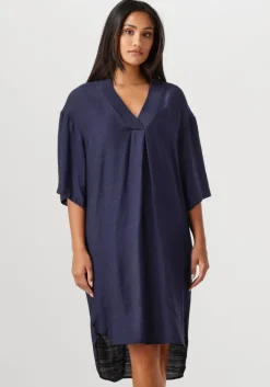 donkerblauwe co'couture mini jurk caryn pleat tunic dress