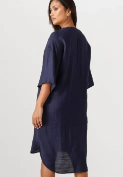 donkerblauwe co'couture mini jurk caryn pleat tunic dress