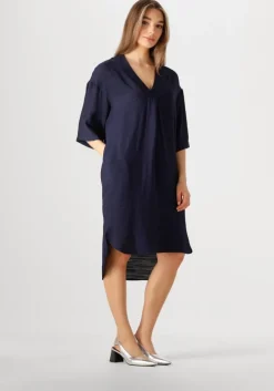 donkerblauwe co'couture mini jurk caryn pleat tunic dress