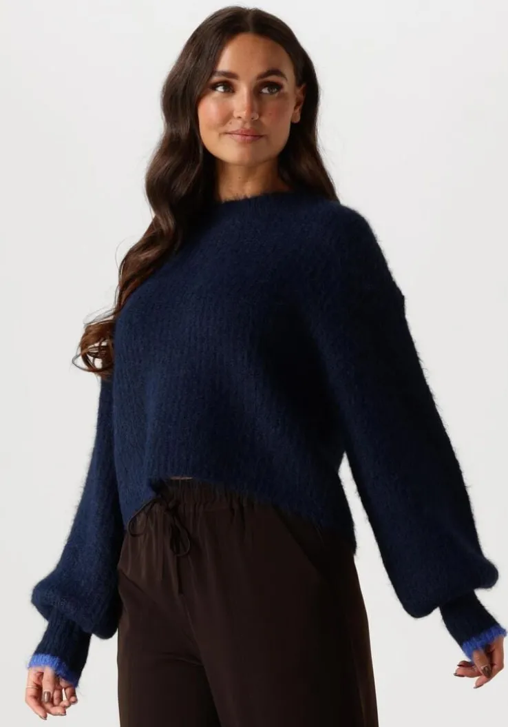donkerblauwe co'couture truien/vesten coralee crop knit