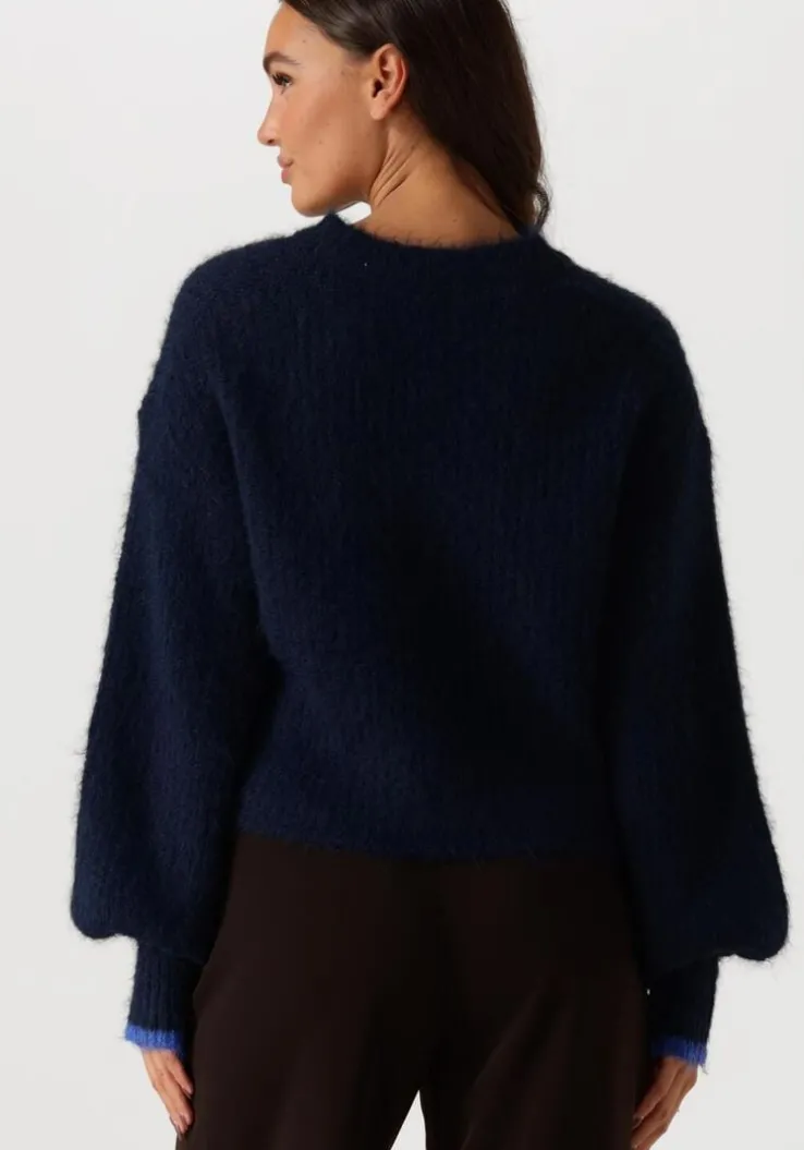 donkerblauwe co'couture truien/vesten coralee crop knit