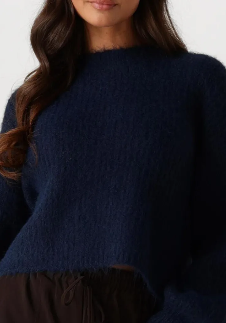 donkerblauwe co'couture truien/vesten coralee crop knit