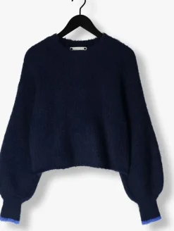 donkerblauwe co'couture truien/vesten coralee crop knit