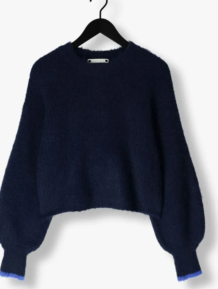 donkerblauwe co'couture truien/vesten coralee crop knit