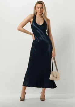 donkerblauwe greek archaic kori midi jurk 130482