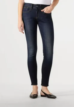 donkerblauwe g-star raw skinny jeans lynn mid skinny wmn