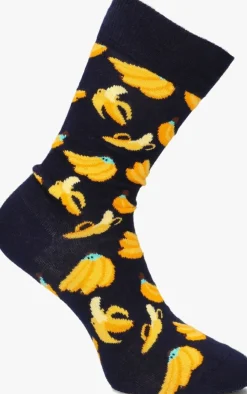 donkerblauwe happy socks sokken banana